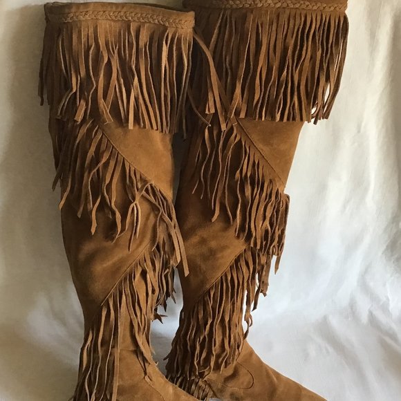 Sam Edelman “Uri” Suede Over-the-Knee Fringe Boots - Picture 4 of 8